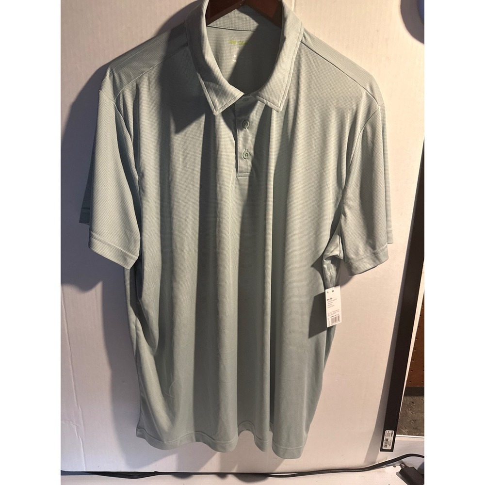Tek Gear Dry Tek Mens XL Prima Sage Green Performance Golf Polo Shirt NWT UPF 15